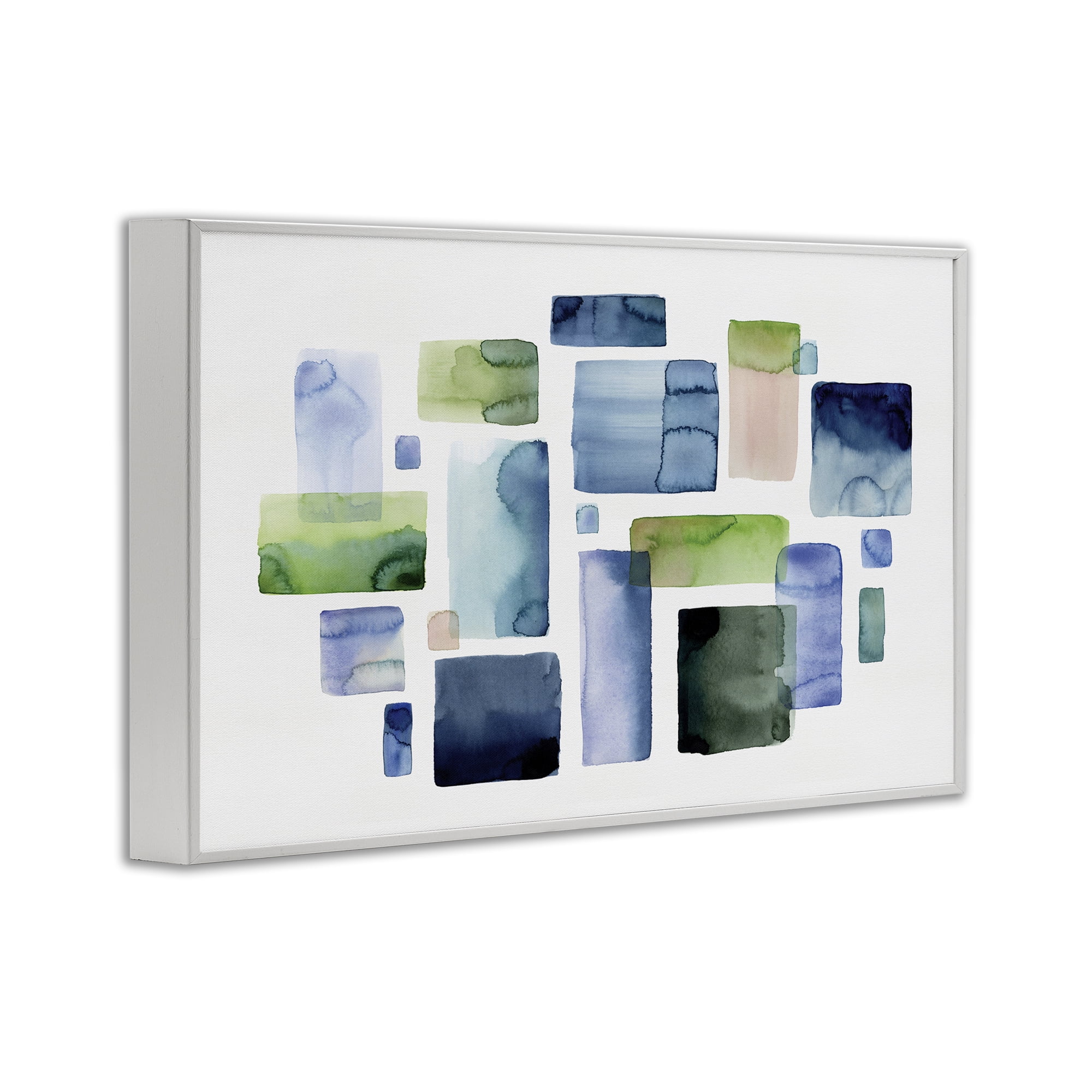 Stupell Industries Asymmetrical Watercolor Shapes Abstract Painting White Framed Art Print Wall Art, 24 x 16