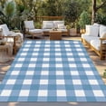 thumbnail image 3 of Outdoor Rug 4x6 ft Farmhouse Vintage Waterproof Outdoor Patio Rug Mat Non Slip Outside Area Rugs Carpet for RV,Camping,Porch,Deck,Pool,Balconybackyard,Gingham Checkered Texture Steel Blue, 3 of 9
