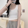 thumbnail image 2 of Chaleco con tirantes de estilo coreano para mujer, camiseta Simple de Color liso, blanco y negro, moda de primavera y verano, 2024, 2 of 4