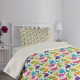 thumbnail image 2 of Ambesonne Colorful Quilted Coverlet 2 Pcs, Wild Dinosaur Cartoon, Twin Size, Multicolor, 2 of 4
