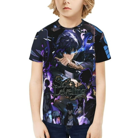 Solo Leveling Sung Jinwoo Kids T-Shirt 3d Printed Graphic T-Shirts Boys And Girls Short Sleeve Shirts For Youth Kids X-Small