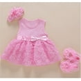 thumbnail image 4 of ENFLASH Infant 3D Floral Dress Newborn Baby Wedding Birthday Tutu Dresses Headband Shoes, 4 of 8
