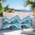 thumbnail image 3 of Navy Blue Waves Coastal Throw Pillow Covers 16x16 Inch Set of 2, Teal Ombre Summer Beach Oceans Waterproof Outdoor Pillow Covers, Decorative Cushion Pillowcases for Couch, Sofa, Bed, Garden, Patio, 3 of 9