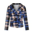 thumbnail image 5 of jsaierl Women's Casual Check Plaid Slim Fit Lapel Buttons Work Office Blazer Suit Cardigan Jacket Coat Top, 5 of 7