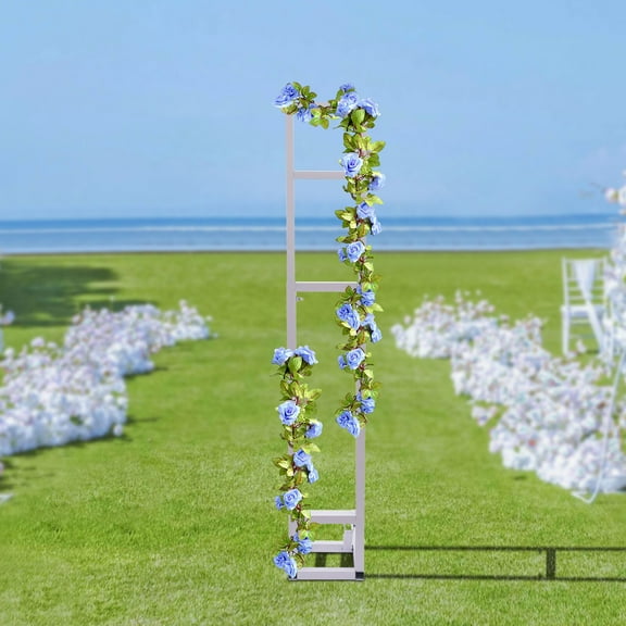 White Square Wedding Backdrop Stand, Metal Arch Backdrop Stand w/Foldable Base, Adjustable Height for Wedding Birthday Party Ceremonies Decor