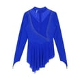 thumbnail image 6 of LiiYii Womens Ice Skating Dance Dress Rhinestone Sheer Mesh Dress Irregular Hem Competition Dresses Royal Blue M, 6 of 7