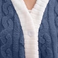 thumbnail image 7 of PNTUTB Women's Fleece Soft Warm Pajama Set Contrast V-neck Button Long Sleeve Pockets Top and Pant Fall Winter Loungewear Set, 7 of 7