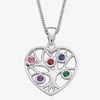 Personalized Planet Family Birthstone Sterling Silver Heart Pendant