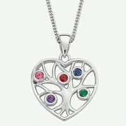 Personalized Planet Family Birthstone Sterling Silver Heart Pendant