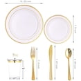 thumbnail image 2 of 150 Pcs Gold Plastic Plates, Plastic Dinnerware Set Includes: 25 Dinner plates 10.25", 25 Dessert plates 7.5", 25 gold Cups 9OZ and 25 gold Cutlery for Party, 2 of 8