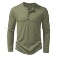 thumbnail image 2 of Yifymode Men's Henley Linen Long Sleeve T Shirts, Lightweight Button Crewneck Casual Tops for Daily Outdoor Leisure Athletic Wear, 2 of 5