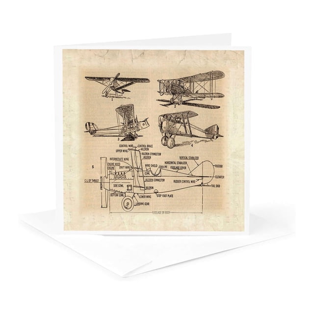 Tarjeta de felicitación 3dRose Aviones vintage de principios de 1900