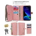 thumbnail image 4 of iPhone 11 6.1" Case, Allytech Vegan Leather Flip Stand Multi-Function Cards Holder Cash Pocket Purse Detachable Back Cover Magnetic Protection Shockproof Case Cover for Apple iPhone 11 6.1",Pink, 4 of 10