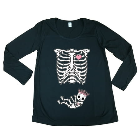 

Long Sleeve Princess Crown Baby Girl Skeleton Mommy Mom Maternity DT T-Shirt Tee