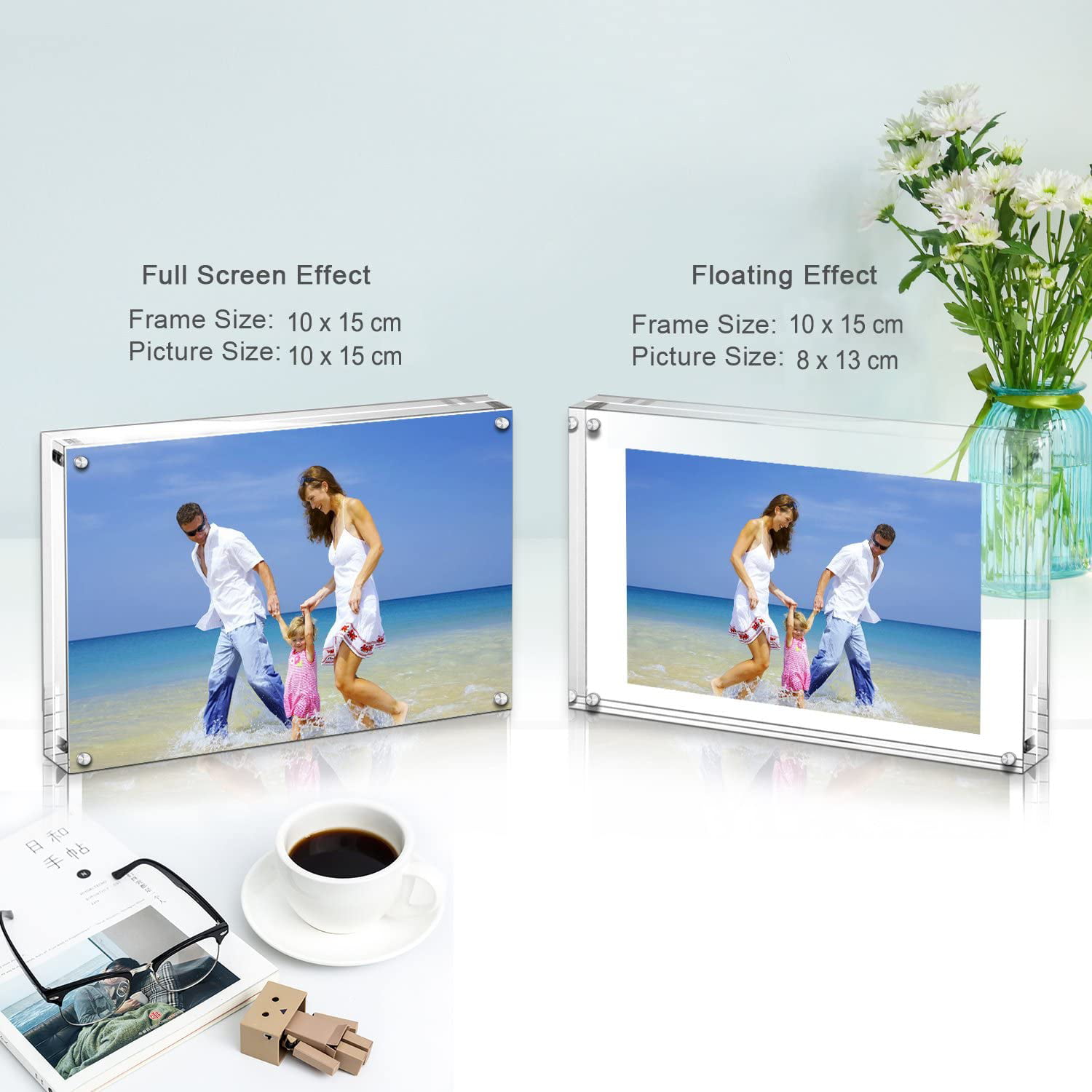Acrylic Photo Frame 4x6 inches Brackets Or Hanging Picture Frames,File  Certificate Photo Frame Wall Mount Floating and Desktop Photo Frame (3 Pack)