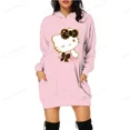 thumbnail image 2 of Sudadera con capucha Vestido con estampado de HELLO KITTY Sudadera con capucha para mujer Sudadera con capucha para niñas Moda Otoño Primavera Sudadera y sudadera con capucha para mujer, 2 of 5
