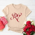thumbnail image 2 of Jewelreauty Women Valentine's Day Shirts Short Sleeve Letter Heart Graphic T-Shirts Casual Pullover Tunic Tops (XL, B Khaki), 2 of 5