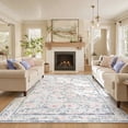 thumbnail image 4 of Lahome Decor 8'x10' Floral Living Room Rugs,8x10ft Boho Area Rug for Bedroom Machine Washable Rug- Non-Slip Soft Indoor Carpet, Stain Resistant Low Pile for Farmhouse,Dining Room,Office,Purple, 4 of 9
