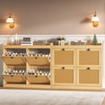 thumbnail image 2 of AKDSteel Shoe Cabinet With 4 Deep Flip Drawers, Freestanding Wooden Shoe Storage Cabinet With Rattan Door And 3-Tier Adjustable Shelves, Shoe Organizer For Entryway And Hidden Shoe Rack For Hallway, 2 of 7