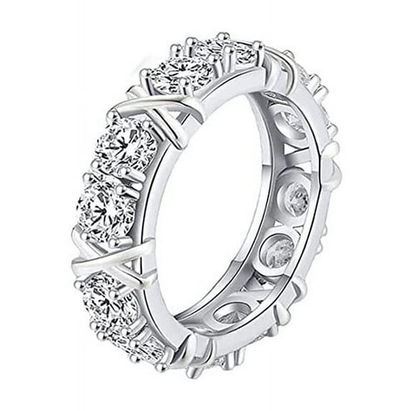 Womens Shiny Zircon Cross Ring: Fashion Alloy Geometric Ring, Electroplated Silver/Rose Gold/Two-Tone, Ins Style Jewelry