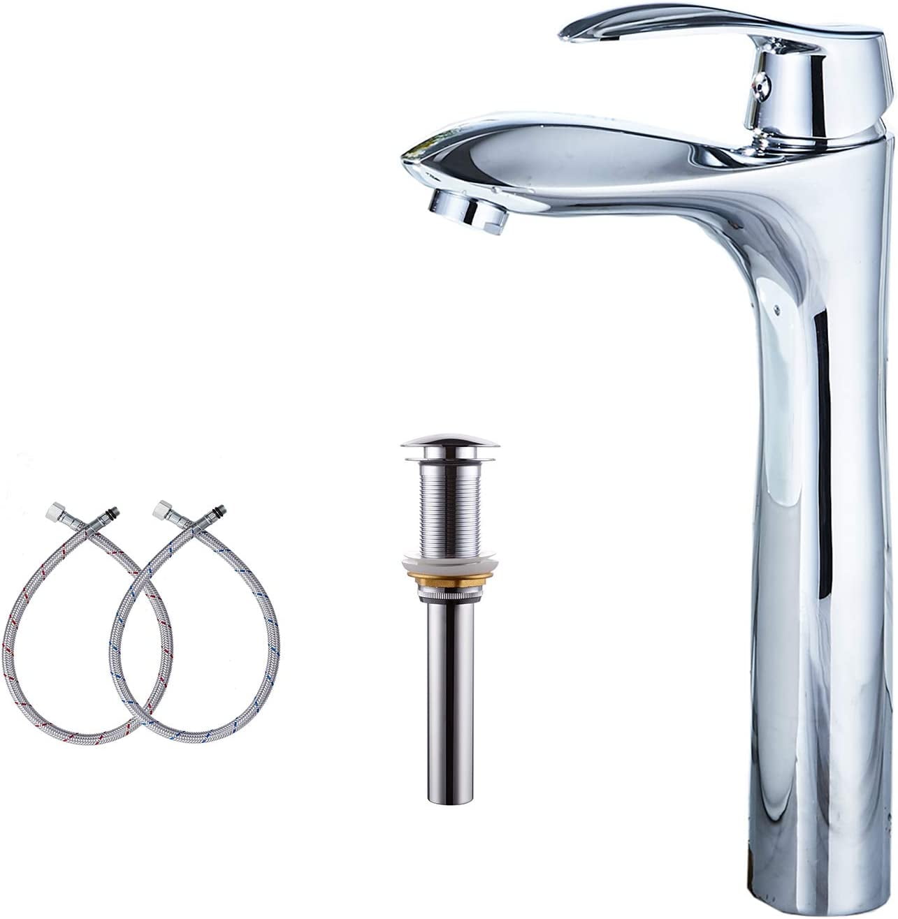 UMMH Chrome Tall Body Single Handle One Hole Bathroom Vessel Sink