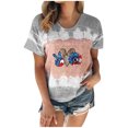 thumbnail image 2 of Lenago Blouses d'Été Grande Taille pour Femmes, Mode Jour de l'Indépendance, Col Rond Décontracté, Manches Courtes, Imprimé, Tenues du 4 Juillet pour Femmes, 2 of 5