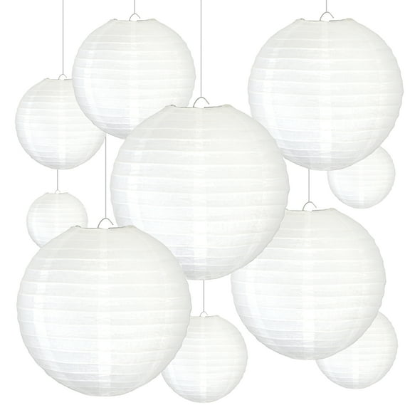10 Pcs White Paper Lanterns Great Home, Party & Wedding Decorations 8 inch