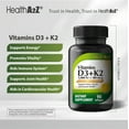 thumbnail image 3 of (3 pack) HealthA2Z Vitamin D3 + K2 | 5000 IU + 100 mcg | 90 Easy-to-Swallow Softgels | Clean Label, No Dyes | Bone, Muscle & Immune Support, 3 of 10