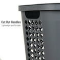 thumbnail image 4 of Mind Reader Plastic Tapered Laundry Hamper with Lid, Clothes Basket with Swiss Cross Cut-Outs, Grey, 4 of 6