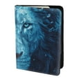 thumbnail image 2 of Rateoe Red And Blue Fire Lion Pattern Passport Holder Wallet Leather Mulit-purpose Travel Wallet Credit Cards Case ,Passport Cover for Women Men-6.5 in, 2 of 5