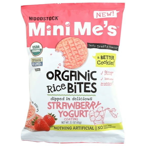Woodstock Rice Bites - Organic - Mini Me'S - Strawberry Yogurt, 2.1 Oz