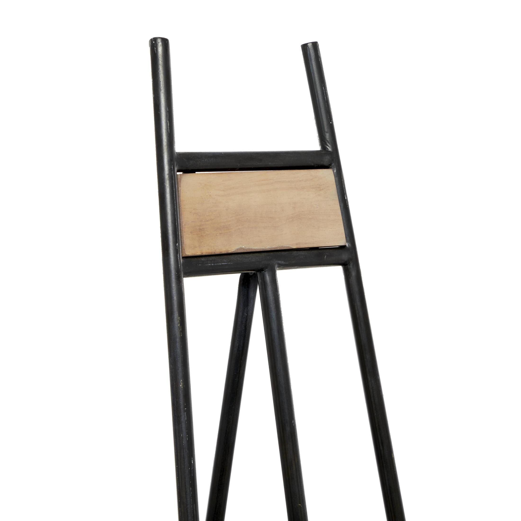 DecMode 16" x 52" Black Metal Tall Adjustable Floor 3 Tier Easel with Wood Panels, 1-Piece
