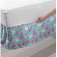 thumbnail image 2 of Summer Pink Bed Skirt, Donuts and Flamingo Shaped Ring Floats Pool Design in Continuous Pattern, Elastic Bedskirt Dust Ruffle Wrap Around for Bedding Decor, 4 Sizes, Pale Turquoise, by Ambesonne, 2 of 2