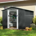 thumbnail image 5 of HOGYME 8' x 8' Outdoor Storage Shed, Metal Utility Tool Storage Shed w/Lockable Doors for Patio Backyard Lawn, Gray, 5 of 20