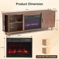 thumbnail image 6 of Dovov 70" Fireplace TV Stand for TVs Up to 80", Modern Fluted Entertainment Center Media Console Cabinet with 23" Electric Fireplace and Sliding Door, for Living Room, Walnut, 6 of 12