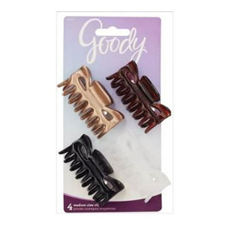 Goody Medium Claw Hair Clips Assorted Neutral Colors 4 Ct