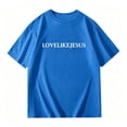 thumbnail image 4 of CCRFTGI Love Like Jesus Cute Shirts for Girls Boys Size 6 Summer Short Sleeve Letter Tee Shirts Casual Loose Comdy Clothes for Teen Girls Crew Neck Shirts Light Blue 10-11 Years, 4 of 5