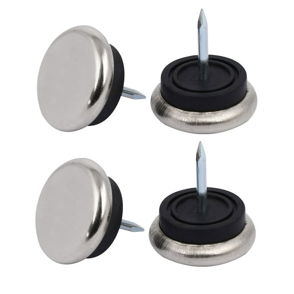 Furniture Chair Table Leg Foot Metal Glide Slide Nails Protectors 27mmx28mm 4Pcs