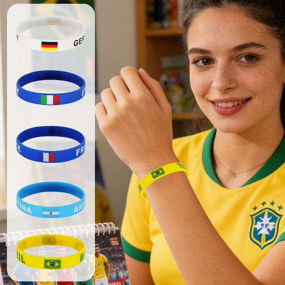 World Football Flag Silicone with USA Canada Mexico Colors – 2026 Soccer Gift Wristband for Game Day Support