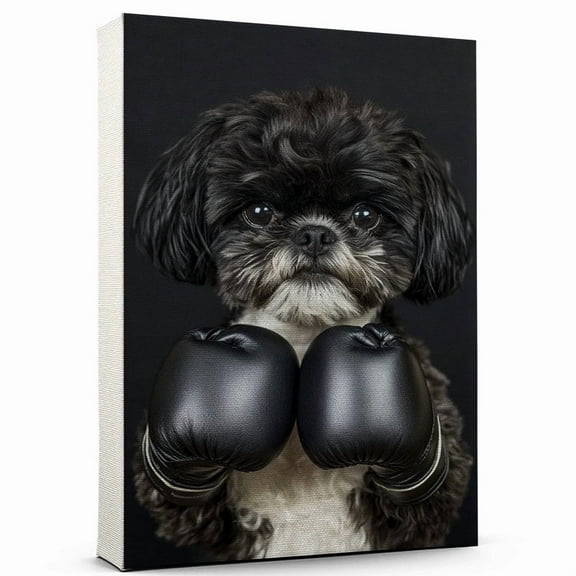 Shih Tzu Dog Playing Boxing Canvas – Sports Dog, Perfect for Animal Lovers, Shih Tzu Dog Canvas, Boxing Canvas Wall Art for Rooms