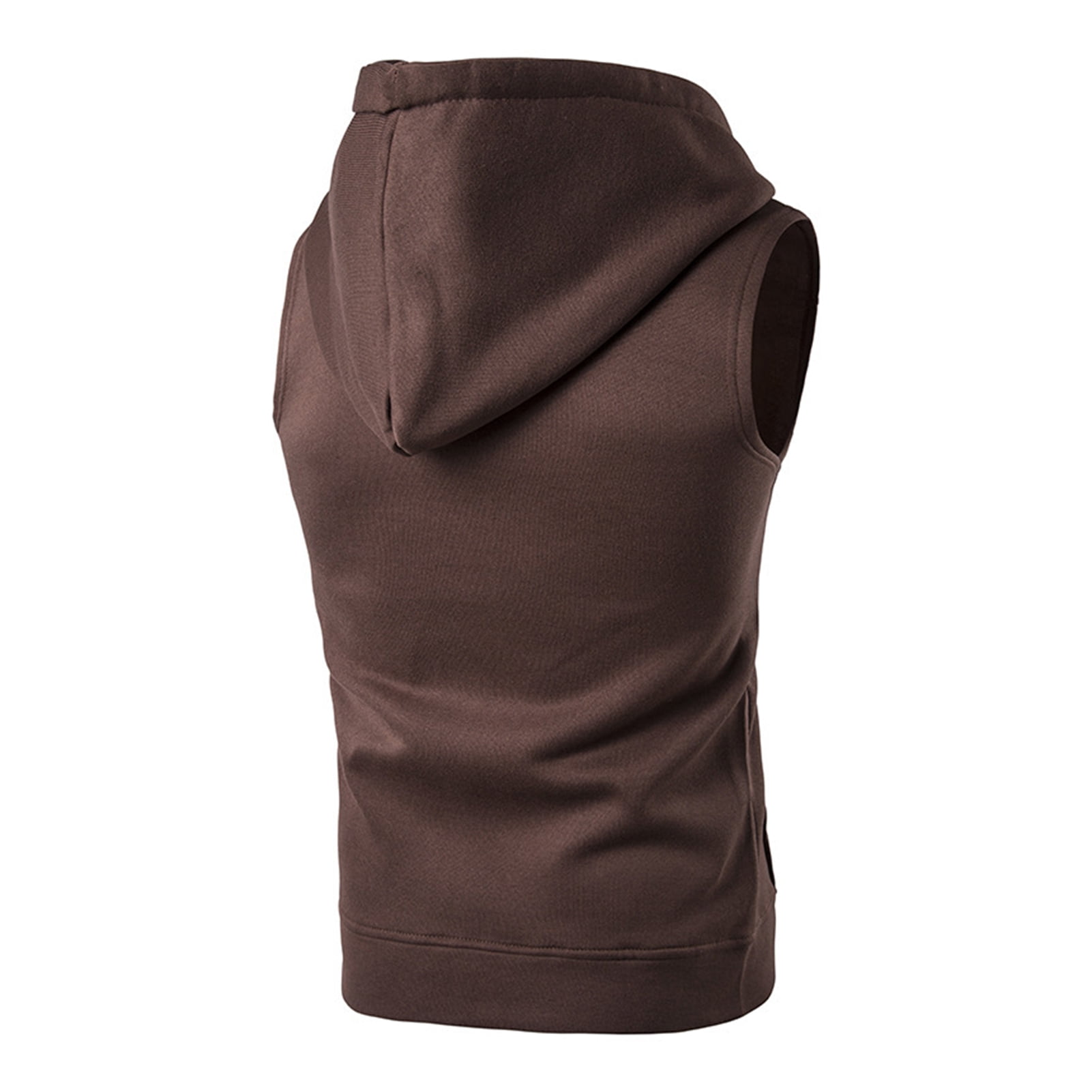 Jkung Men Vest Zipper Opening Lightweight Hooded Vest with Large Pockets Pure Color Summer Running Tops Casual Sportswear