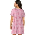 thumbnail image 3 of Horeoi Pink Bows Print Women's Short-sleeved Nightdress Breathable Cotton-like Material Loose A-line Knee-length, 3 of 6