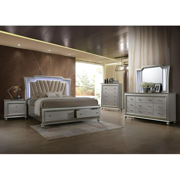 Samana Upholstered Storage Platform, Upholstered King Bedroom Set With Storage