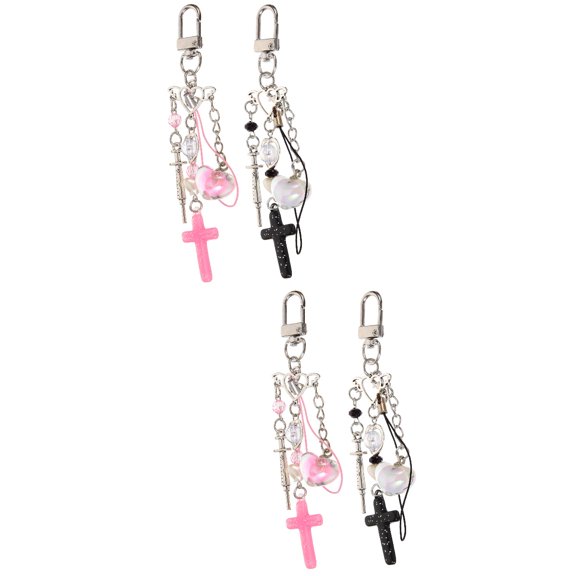 Raindrops 4 pcs Cross Keychains Backpack Hanging Pendant Metal Keyring Bag Keychain Pendant