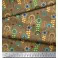 thumbnail image 2 of Soimoi Polyester Crepe Fabric Leaves & Floral Clip Art Print Fabric by The Yard 42 Inch Wide, 2 of 3