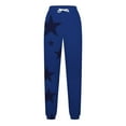 thumbnail image 4 of QQAMB Sweatpants for Women High Waist Elastic Waist Drawstring Star Print Straight Leg Sweatpants Casual Loose Joggers Pants Blue L, 4 of 4