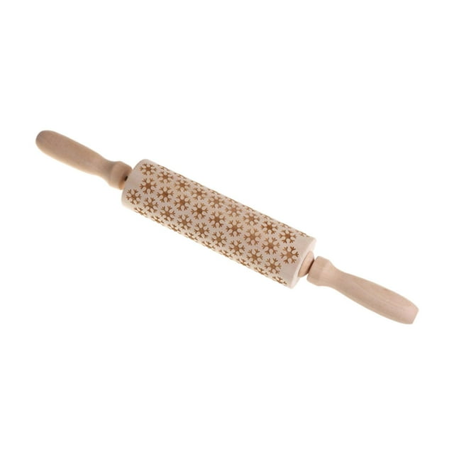 Rodillo de madera repujado con diseño de tallado. Resistente para hornear. Rodillo para repostería, tartas y fondant.
