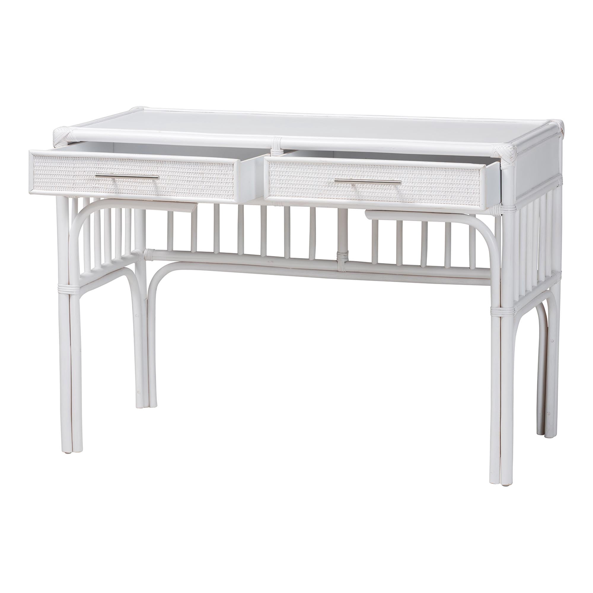 bali & pari Onella Boho Desk, 2-Drawer, White