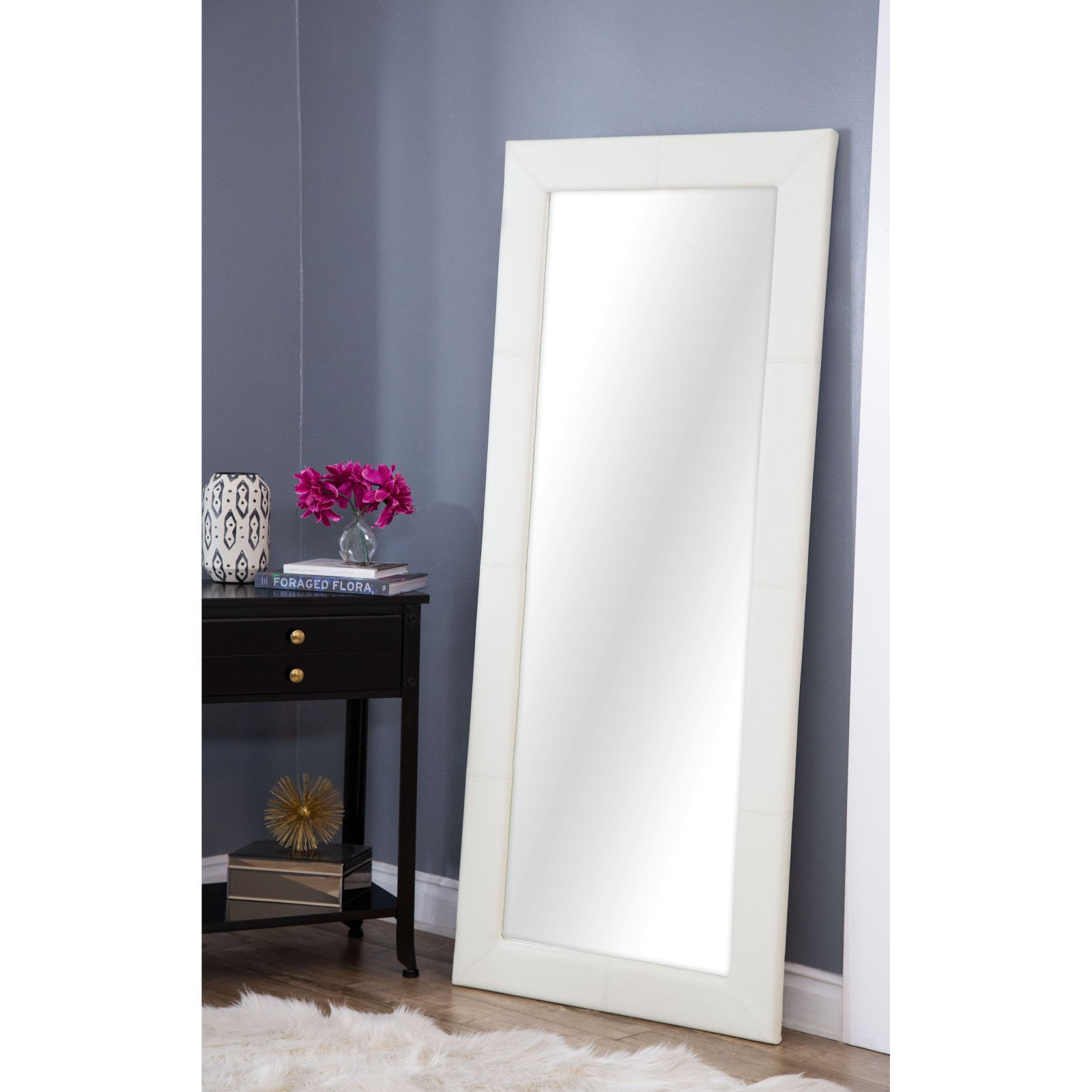 Large Leather Floor Mirror White 31w X 70h In Walmart Com