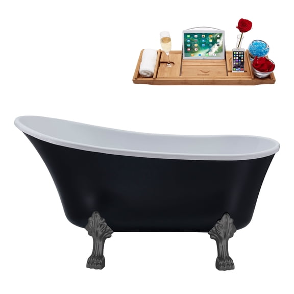 59" Streamline N362BGM-IN-BGM Clawfoot Tub and Tray With Internal Drain